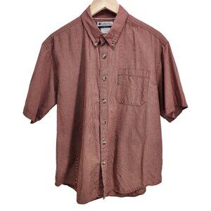 Columbia Short‎ Sleeve Button Front Shirt Men's Size L Brick Red